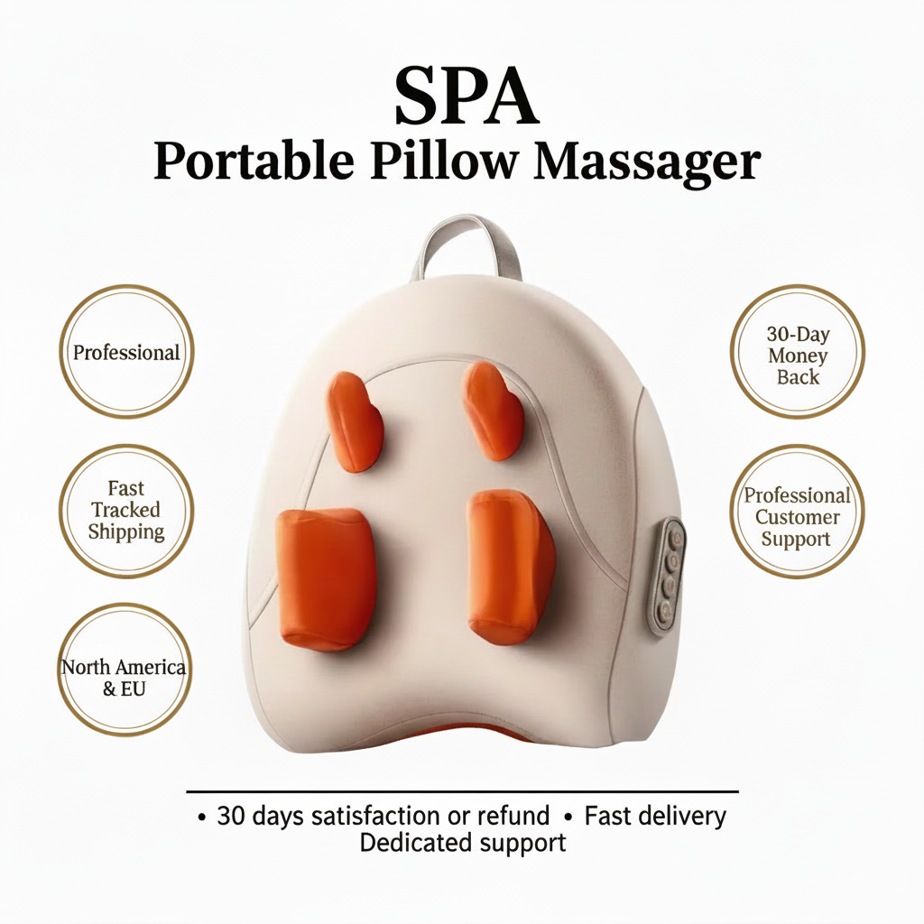 Wireless Heated Neck Pillow Massager - Super Strong Shoulder Relief